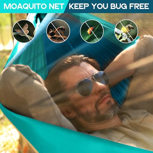 Camping Hammock Mosquito Net,Double & Single Portable Hammocks Hammocks with 2 Tree Straps,Hammock Tent for Travel Camping,Camping Accessories for Indoor Outdoor Hiking Backpacking Backyard Beach - color: Blue&dark Blue, size: Large