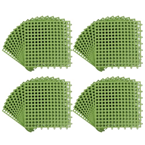 FAHKNS 50 PCS Interlocking Drainage Tiles, 12"x12"Anti Slip Interlocking Drain Mat, TPE Interlocking Floor Tiles for Showers, Toilets, Swimming Pools, Terraces, Drain, Pet Areas (Green) - color: Green