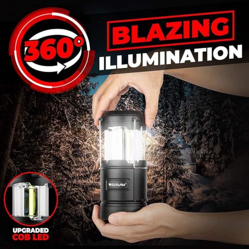 2 Pack Camping Lantern - Portable LED Battery Powered Lantern with Magnetic Base and Foldable Hook for Emergency Use or Campsites, Essential Hurricane Survival Kit | Batteries Included - color: Dark Charcoal