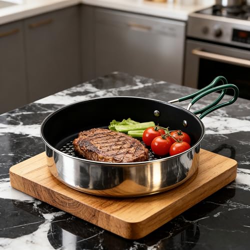 Stainless Steel Camping Cookware, durable, easy to clean, and quick to heat up. Durable camping pots and pans, perfect for family picnics, camping, backpacking, hiking.