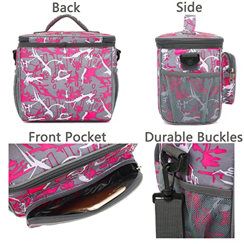 FlowFly Insulated Reusable Lunch Bag Adult Large Lunch Box for Women and Men with Adjustable Shoulder Strap,Front Zipper Pocket and Dual Large Mesh Side Pockets,Graffiti - color: Graffiti