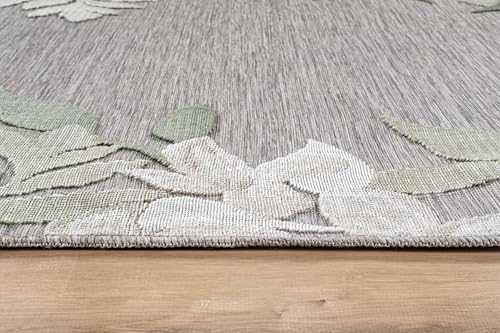 Outdoor Rug 8x10 Washable Area Rugs Indoor Outdoor Carpets Green Border Floral Non Shedding Waterproof Easy Clean Patio Deck Porch Living Room Bedroom Garden RV (8 X 10 Green) - color: 1-green, size: 8' x 10' (Rectangular)