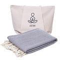 ATANI 69x35 in Oversized Turkish Beach Towel Set with Tote Bag – Quick-Dry 100% Turkish Cotton Peshtemal, Sand-Resistant, Lightweight for Shower, Travel, Pool, Yoga (Grey) - color: Grey + Bag, size: 35 inc x 69 inc