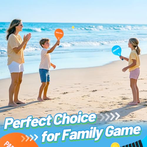 2 Sets Beach Games Toy Paddle Ball Set - Funny Paddleball Rackets Game, Outdoor Sports Toys for Kids Adults Family Games Yard Lawn Party Supplies, Blue Orange, Medium - color: Blue, Orange, size: Medium