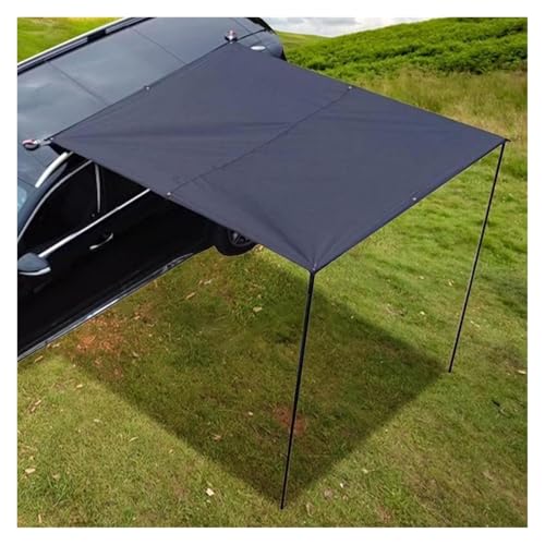 Car Awning Roof Rack Sun Shade Side Tarp with Pole Rope Nails Outdoor Camping Tent Waterproof Shelter(White)