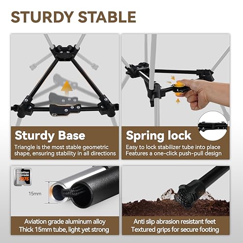MARCHWAY Lightweight Folding Camping Chair with Spring Lock, Stable Compact Portable for Outdoor Camp, Travel, Beach, Picnic, Festival, Hiking, Backpacking (Lowback Khaki) - color: Lowback Khaki