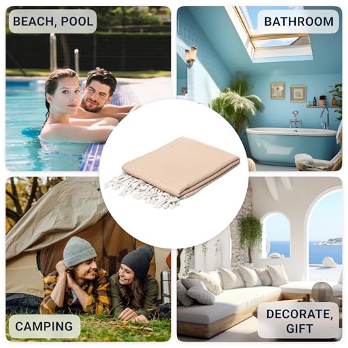 ATANI 69x35 in Oversized Turkish Beach Towel Set with Tote Bag – Quick-Dry 100% Turkish Cotton Peshtemal, Sand-Resistant, Lightweight for Shower, Travel, Pool, Yoga (Yellow) - color: Yellow + Bag, size: 35 inc x 69 inc