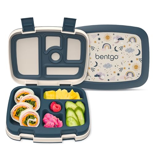 Bentgo Kids Prints Leak-Proof, 5-Compartment Bento-Style Kids Lunch Box - Ideal Portion Sizes for Ages 3-7, Durable, Drop-Proof, Dishwasher Safe, & PFAS & BPA-Free Materials (Friendly Skies) - color: Friendly Skies
