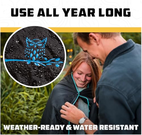 Wise Owl Outfitters Outdoor Camping Blanket – Lightweight Packable Puffy Quilt for Backpacking, Hiking & Travel – Warm Water Resistant Blanket for Cold Weather Camping - color: Black