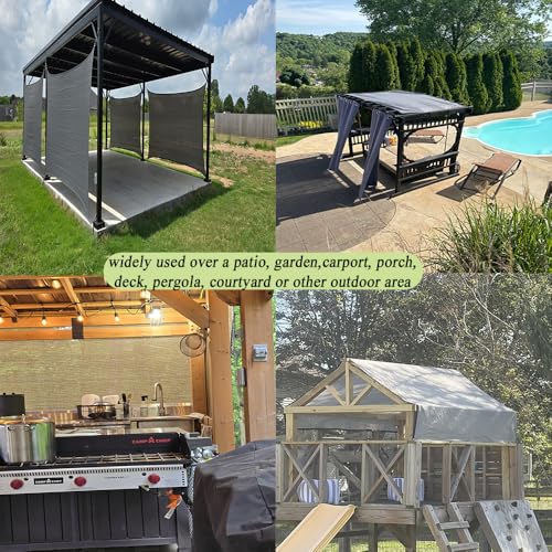 Junflying 90% Shade Cloth 12x24 FT, UV-Resistant, Breathable Sun Shades Fabric with D-Rings, Permeable Sunshade for Patio, Pergola, Backyard, Deck, Garden. Gray - size: 12x24ft