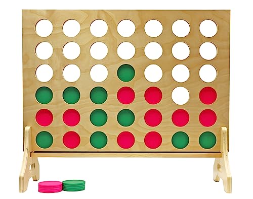 Tailgating Pros Premium Giant Four in a Row with Carrying Case - Jumbo Oversized Outdoor Yard Game - Connect Multiple Pucks in a Row to Win - Many Puck Colors Available! - color: Kelly / Pink
