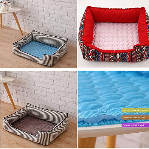 Babypet Pets Self Cooling Pad Blanket, Portable Washable Breathable Soft Comfortable Summer Pet Kennel Sofa Mats for Small Medium Large Dogs & Cats (S, Blue) - color: Blue, size: S