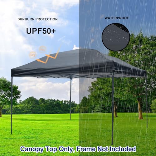 Joramoy 8×8 Canopy Replacement Top Only, Waterproof Pop Up Canopy Tent Cover with Windproof Ropes for Straight Leg Frame, Canopy Top Sunshade Sliver Coated for Outdoor Garden Patio Camping(Black) - color: Black, size: 8x8 Cover Only
