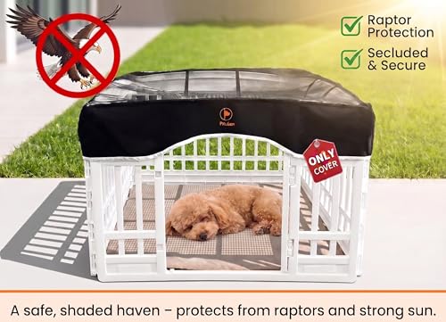 PJYuCien Dog Playpen Mesh Top Cover, Fits 36 Inch 4 Panels Regular Square Plastic Exercise Pet Pen, Adhesive Tape Connections, Black (Note: Cover Only, Fence Not Included) - style: Black Cover, 36"Width, Black ( Adhesive Tape Connections )