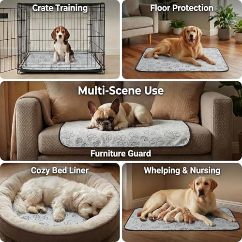 Qeils Reusable Puppy Pads, 2 Pack Washable Pee Pads for Dogs, Waterproof Non Slip Wee Wee pad, Absorbent and Leakproof Training Mats for Potty, Crate, Playpen, Bed, Sofa, 18"x 24" - size: 18x24(pack of 2)