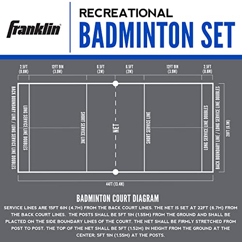 Franklin Sports Volleyball + Badminton Sets - Beach + Backyard Game Set - Volleyball, Pump, Badminton Rackets, Birdies, Net + Poles Included