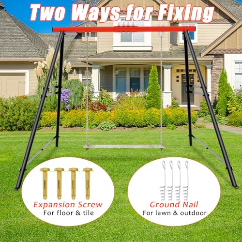 Swing Stand Frame, Heavy Duty 550lbs Capacity Hammock Stand for Backyard, Patio, Garden(Swing NOT Included) - color: Red