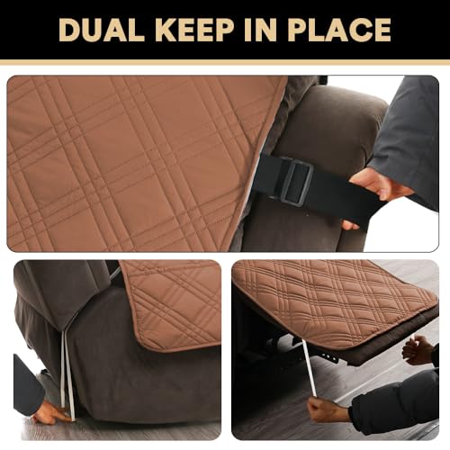 PrinceDeco Recliner Cover 100% Waterproof Couch Cover Sofa Cover for Living Room Water Resistant Furniture Protector with Elastic Straps for Pets Dog(Recliner28,Terracotta) - color: Terracotta, size: Recliner