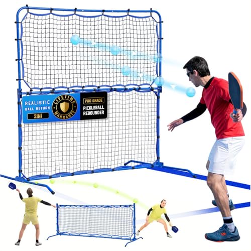 Pickleball Rebounder Net with Kitchen Lines System for Solo Training Equipment, 7.9FT or 6FT 2in1 Mini Pickleball Practice Net Portable Trainer for Driveway Backyard Garage, Easy Setup & Storage - size: 6FT Pickleball Net
