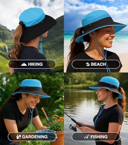 GearTOP Safari Hat for Men Sun Hats for Women UV Protection UPF 50+ Fishing, Gardening, Hiking Hat (22-23 1/2") - color: Blue Standard