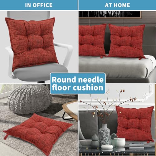 SINSOSSO Large Floor Pillow 22", Thickened Bite-Size Memory Foam Square Non-Slip Cushion for Office Back Support/Indoor Yoga/Chair Seat, Fashionable Color-Blocked Fabric & Washable, Red, 1 PCS - color: Red