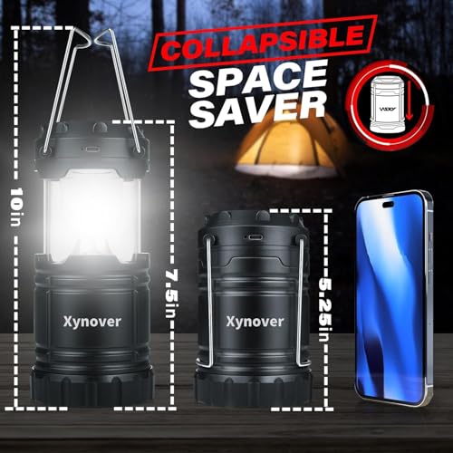 4-Pack Solar Camping Lanterns,Rechargeable LED with USB/Solar/AA Battery,Magnetic Base,Hanging Hook,Collapsible, Waterproof for Emergency, Hiking,Hurricane,Campsites,Lanterns for Power Outages - style: 3 in 1 Lanterns（4-Pack）