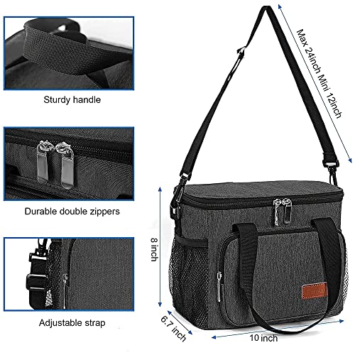 Femuar Lunch Bags for Women/Men, Insulated Lunch Bag for Work Office Picnic - Lunch Cooler Bag Leakproof Lunch Box with Adjustable Shoulder Strap - Charcoal - color: 2-Charcoal, size: Medium Size