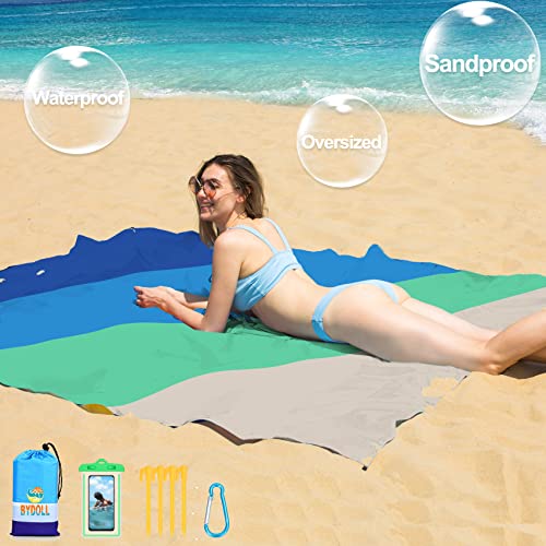 BYDOLL Beach Blanket 78''X81'' Waterproof Sandproof Suits1-4 Adults Oversized Lightweight Large Blanket Picnic Mat for Beach Sand Free Travel Camping Hiking Picnic - color: 4 Slicing, size: 78"x81"