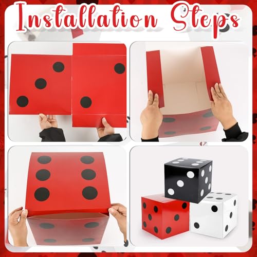 Casino Theme Party Decorations, Giant Poker Yard Sign with Large Casino Dice Boxes, Wonderland Lawn Sign for Poker Themed Party Decorations, Magician Birthday Decor Supplies