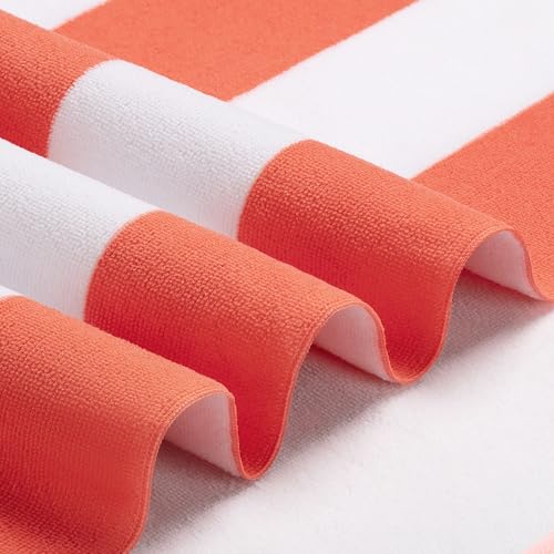 WILFA Extra Large Beach Towel - Oversized Mircofiber 40 x 70 inches, XL Striped Lightweight Pool Towel, Big Cabana Swim Travel Towel for Adults Mens Women,Coral - color: Coral