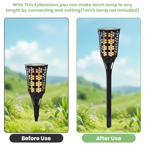 8 Sets Flame Lamp Extension Kit for Solar Torches, Ground Stakes and Joint Connectors to Elevate Outdoor Lighting, Black Adapters for Garden, Backyard & Landscape Decor - size: Plastic-8 Sets