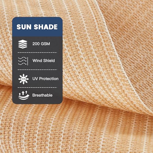 90% Sun Shade Cloth with Grommets 3X8 FT, Outdoor Pergola Shade Cover, Heavy-Duty Mesh Tarp Patio Sun Screen for Lawn Garden Backyard, Wheat - color: Wheat, size: 0 3 x 0 8 FT