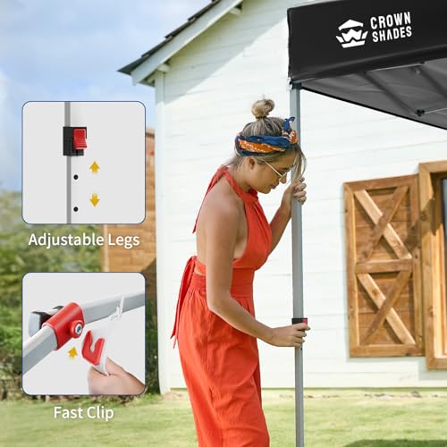 CROWN SHADES 12x12 Pop Up Canopy Tent Instant Commercial with 150D Silver Coated Fabric Including 1 Removable Sidewall, 4 Ropes, 8 Stakes, Weight Bags, STO 'N Go Bag, Black - color: Black, size: 12x12FT