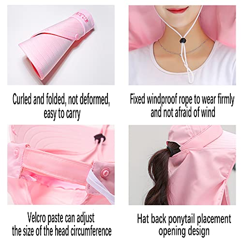 Outdoor UPF 50+ UV Sun Protection Waterproof Breathable Face Neck Flap Cover Folding Sun Hat for Men/Women - color: Pink