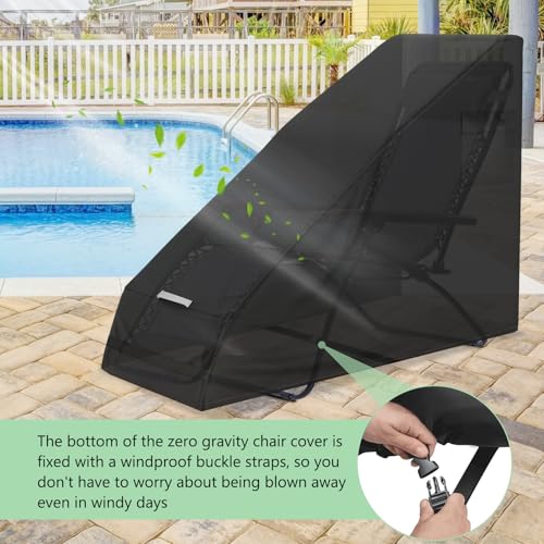 AKEfit 1 PCS Zero Gravity Chair Cover,Outdoor Waterproof Folding Lounge Chair Cover with Storage Bag,UV Resistant and Dustproof,Fits Most Folding Recliners,Black