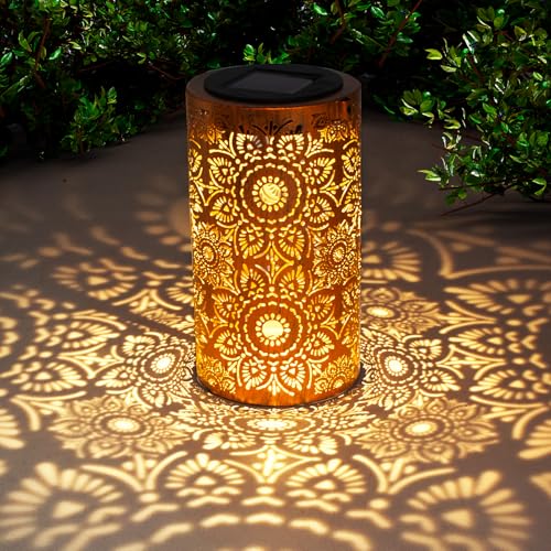 DIBIEECN Mothers Day Gifts for Mom, Birthday Gifts Grandma Ladies Solar Lanterns Outdoor Hanging Hollowed-Out Metal Waterproof LED Garden Decor Outside for Patio Yard Porch, Sunflower, 1 Pack - style: Sunflower
