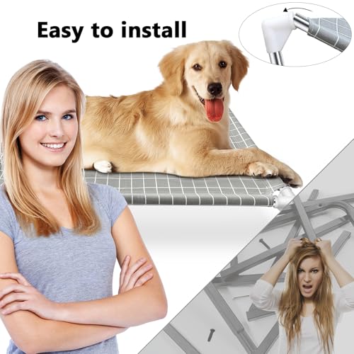 Elevated Dog Bed Pet Cot - Dog Cots Beds for Large Dogs | Detachable Raised Cat Dog Pet Bed for Large Dogs - size: Large-open