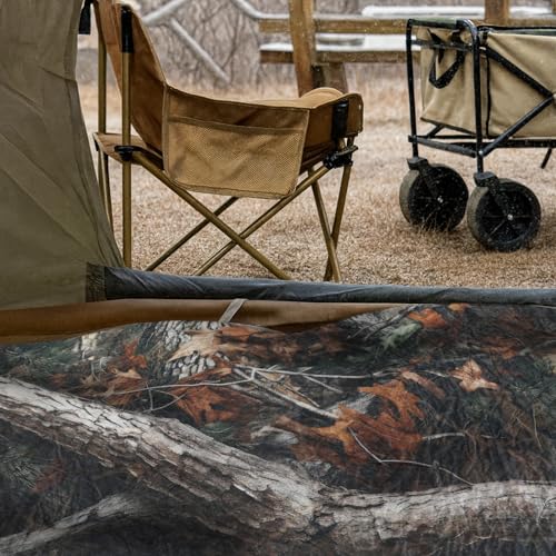 VitalCozy 55" x 95" Waterproof Woobie Camo Blanket for Hunting Extra Outdoor Stadium Blankets Sherpa Lining with Hood and Storage Pocket for Deer Duck Hunting Gear Blind Accessories(Bionic Bush Camo) - style: Bionic Tree Camo