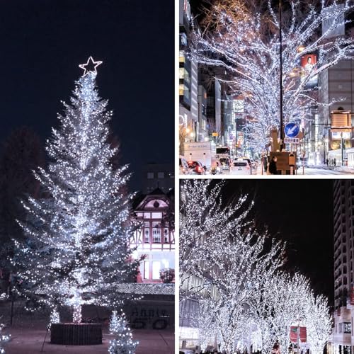 2-Pack Connectable Christmas Lights Outdoor, Total 164FT 400LED Christmas String Lights Waterproof with 8 Modes & Timer, Green Wire Twinkle Lights for Xmas Tree Decorations Outdoor Indoor, Cool White - color: Cool White