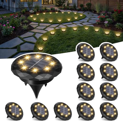 SOLPEX Mini Solar Ground Lights, 12 Pack Solar Lights Outdoor Waterproof, Landscape Lighting for Garden Pathway Driveway Walkway (Warm White) - color: Warm White, size: 12 Pack