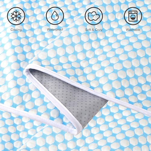 Cooling Blanket for Dogs - Q-MAX>0.4 Waterproof Pet Throw Blanket Bed Cover, Non-Slip Dog Blankets for Couch Protector, Washable Furniture Cover for Summer, Pearl Blue,30x40 - color: Blue, size: 30x40 Inch