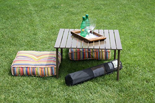 A2716 Low Aluminum Portable Table with Carrying Bag, Brown - color: Brown
