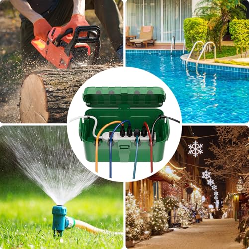 RESTMO 5-Piece Outdoor Waterproof Electrical Box Set – 12.5" x 8.5" x 5" Large & 7.1" x 2.3" x 2.3" Small, Weatherproof Boxes for Power Strip, Outlet, Plug, Socket, Timer, Holiday Light, Green - color: Green