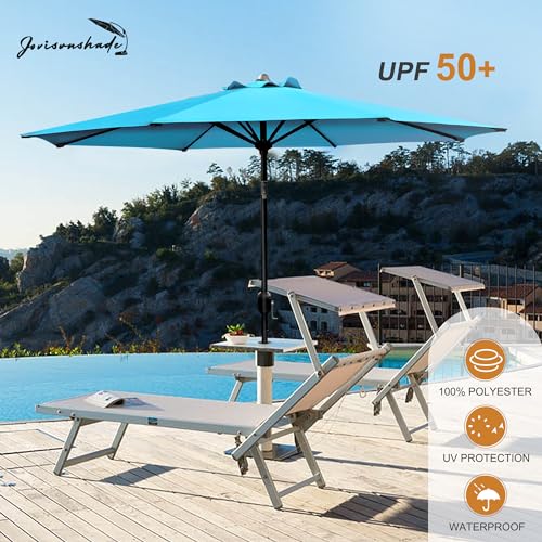 7.5ft Patio Umbrella - Outdoor Table Umbrella with Push Button Tilt and Crank, UPF 50+, Waterproof, For Garden, Deck, Backyard, Pool and Beach - Sky Blue - color: Sky Blue, size: 7.5FT