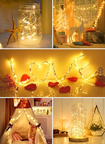 Minetom 6 Pack Fairy Lights Battery Operated String Lights - 7ft 20LED Waterproof Silver Wire Firefly Lights Waterproof for DIY Crafts Wedding Decor Table Centerpieces Mason Jars Party - size: 6 Pack