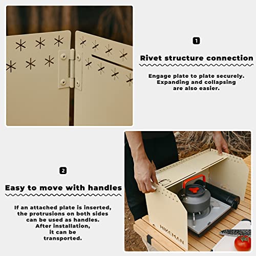 HIKEAMN Camping Stove Windscreen - Outdoor Folding Gas Stove Windshield,Camping Wind Blocker with a Storage Bag for Camping,Hiking,Picnic,Cooking (black) - color: black