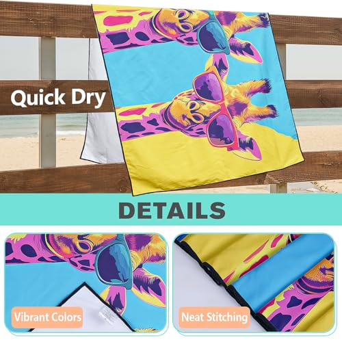 Cool Giraffe Beach Towel Oversized 36" x 72", Thin Lightweight Sand Free Quick Dry Microfiber Towel for Swimming Pool Cruise Camping Travel - color: Color_40