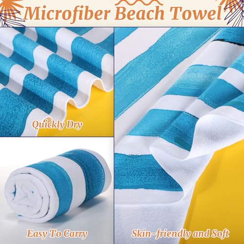 Mixweer 8 Packs Microfiber Beach Towel Bulk 60 x 28 Inch Sand Free Travel Large Microfiber Pool Swim Multi Style Beach Towel Blanket for Adult on Vacation Accessories (Simple Style) - style: Simple style