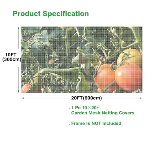 Garden Netting, 10'x20' Ultra Fine Insect Netting for Plants Trees Vegetables, Mesh Protection Netting Fruits Flowers Crops Greenhouse Row Covers Raised Beds Bug Screen Barrier Net - size: 10'x20'