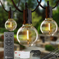 Brightown String Lights Outdoor 38Ft(28+10) with Remote Hooks and Clips, Patio String Lights for Outside with 17 Shatterproof Bulbs(2 Spare), Waterproof Dimmable Hanging Lights for Backyard Party Cafe - size: 38FT - 15 Bulbs (With Hooks & Clips)